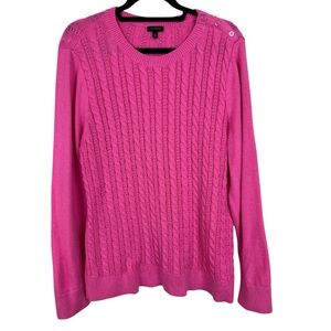 Talbots Cable knit Crewneck Stunning Pink Sweater XL